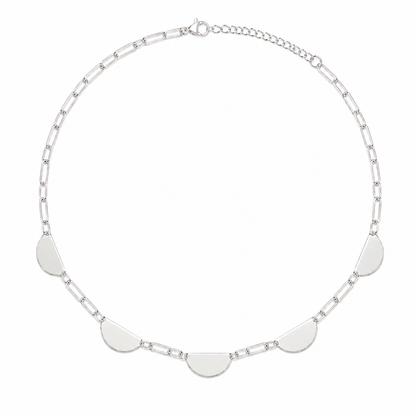 Choker Elo Cartier Meia Lua Ródio Branco