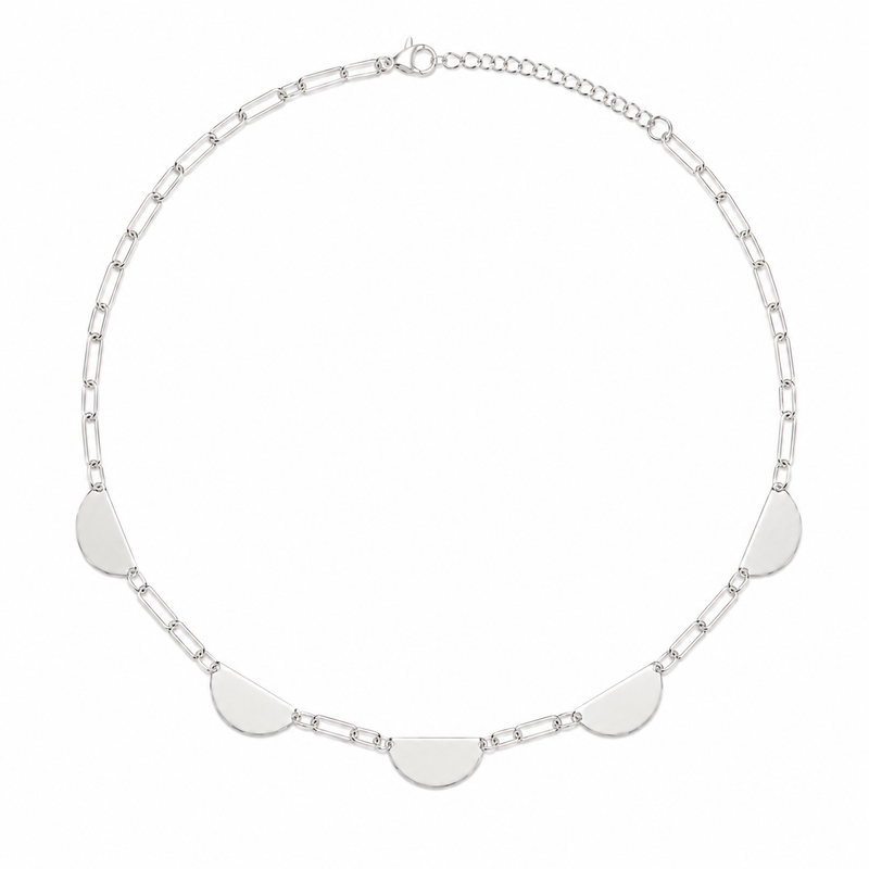Choker Elo Cartier Meia Lua Ródio Branco