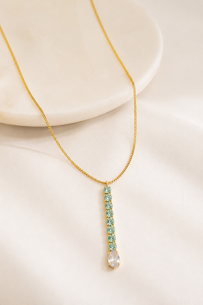 Colar Elegance Verde Tiffany Ouro 18k