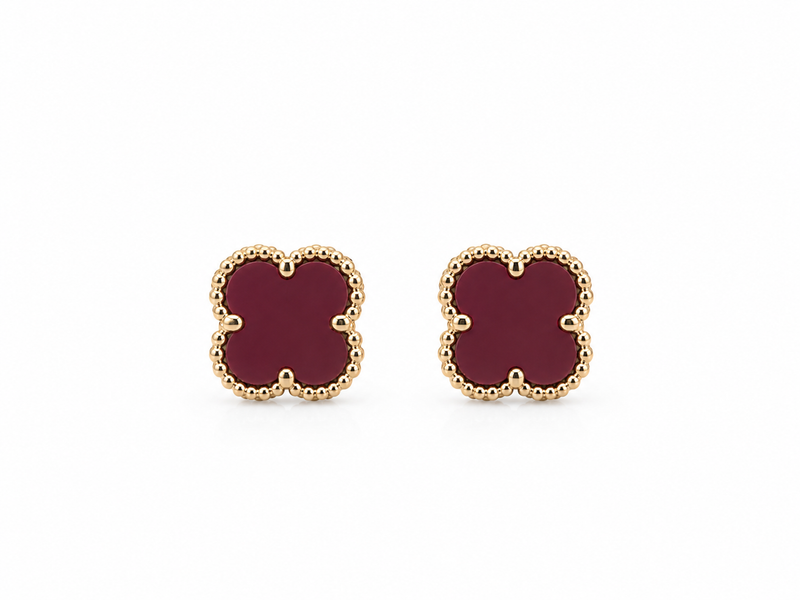 Brinco Inspiração Trevo Cereja Ouro 18k