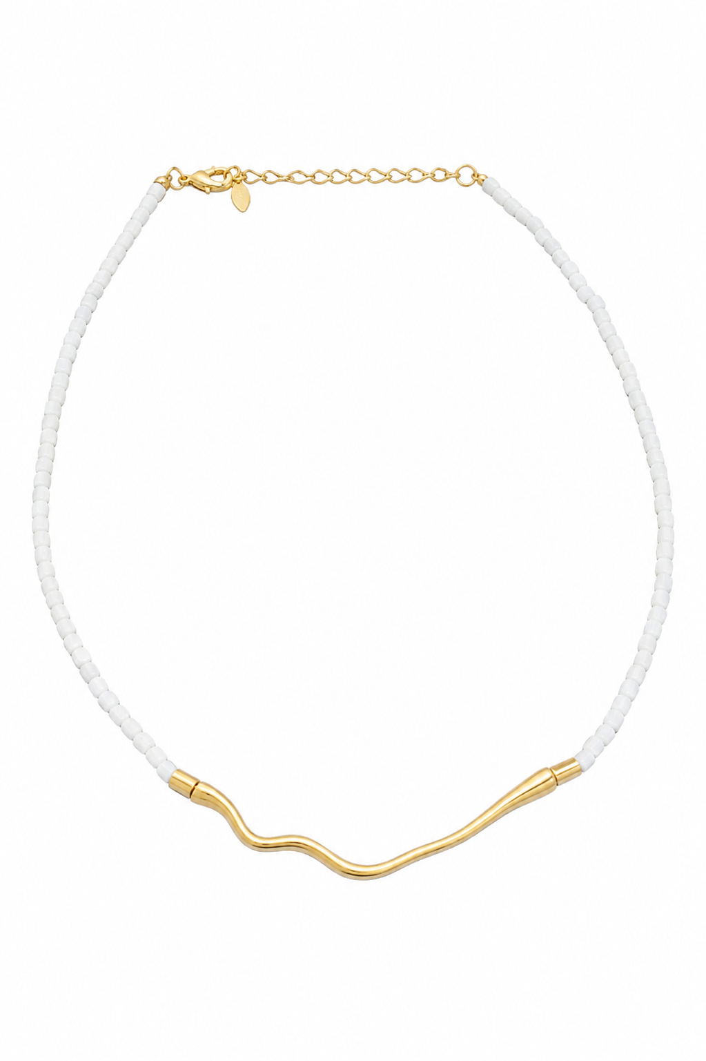 Colar Orgânico Madre Pérola com Canutilho Ouro 18k