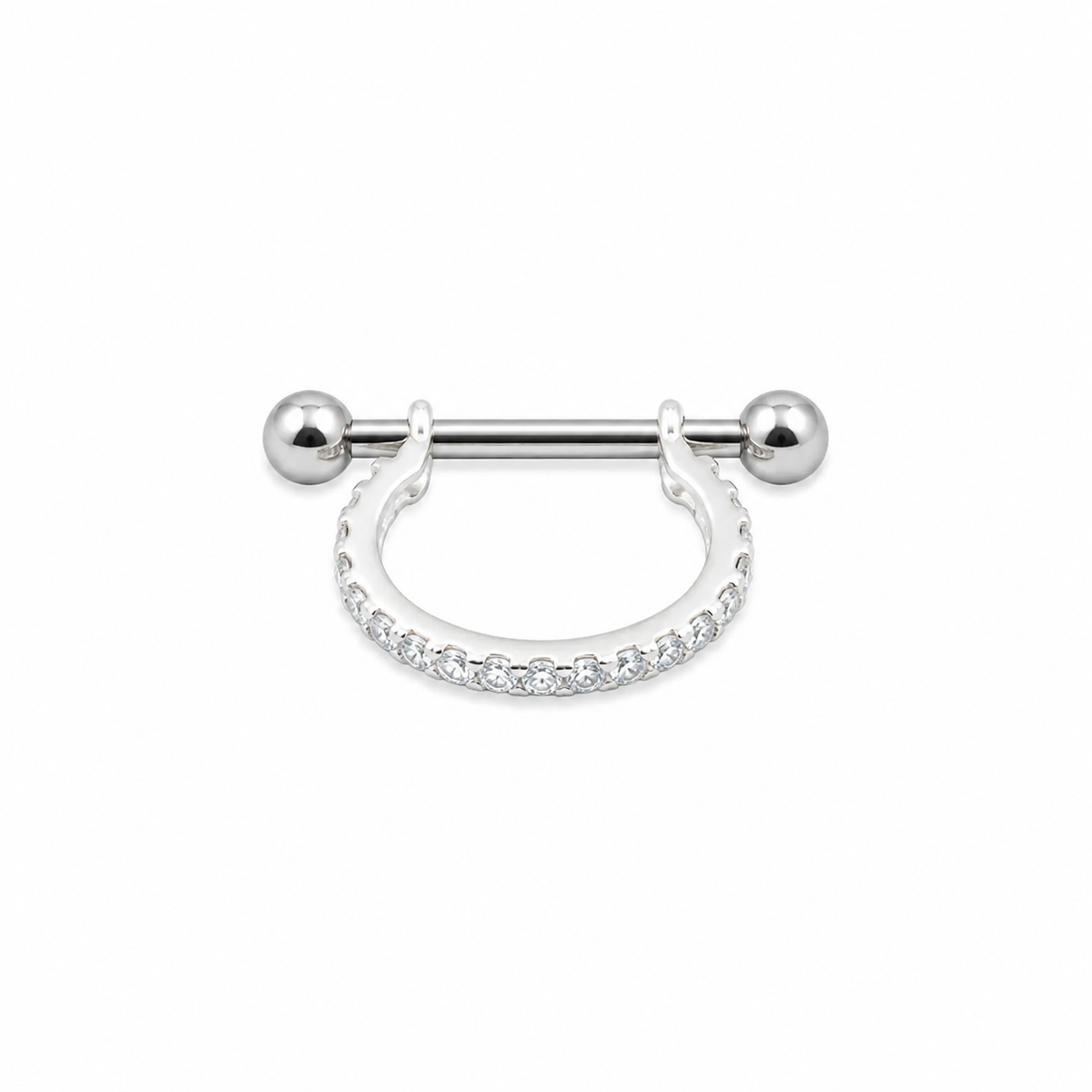 Piercing Argola Reta Grande Micro Zircônia Prata 925