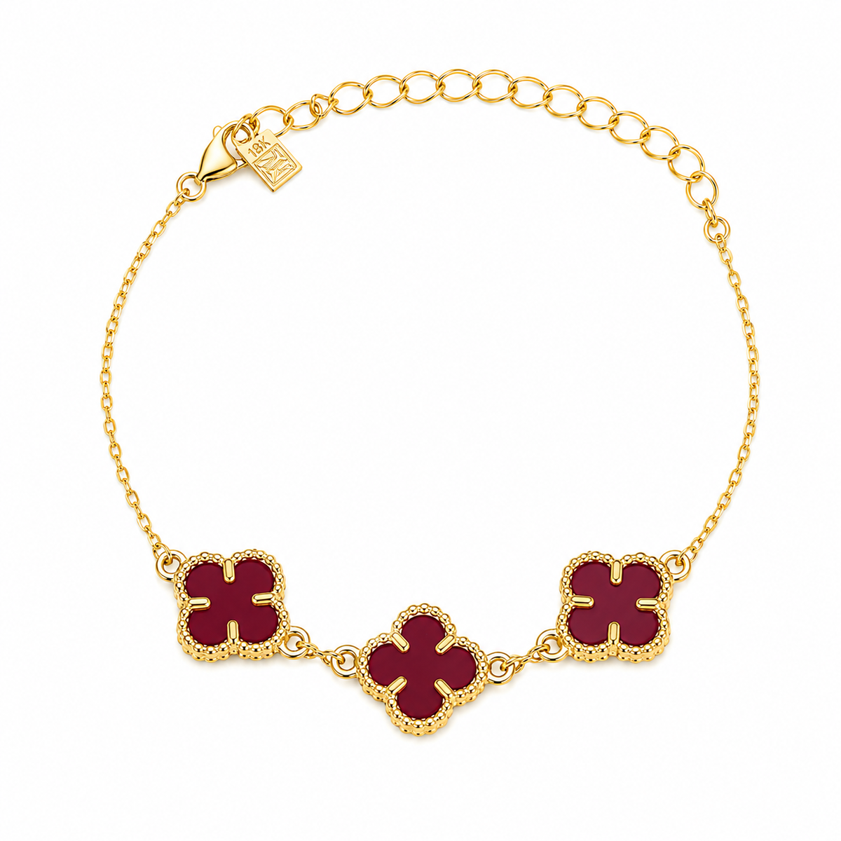 Pulseira Trevo Polímero Cereja Ouro 18k