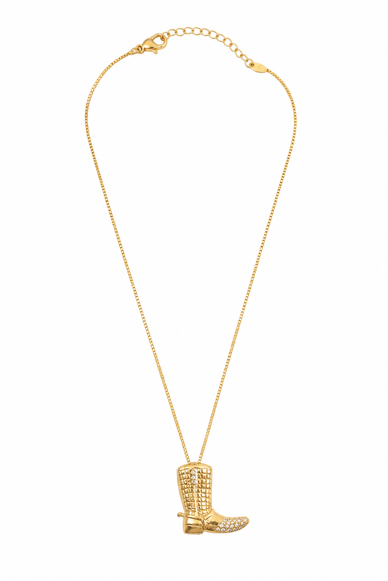 Colar Veneziana com Bota Cravejada Ouro 18k