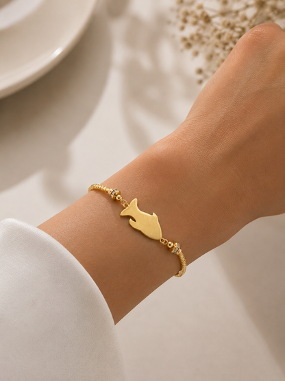 Pulseira Bolinha com Peixe Ouro 18k