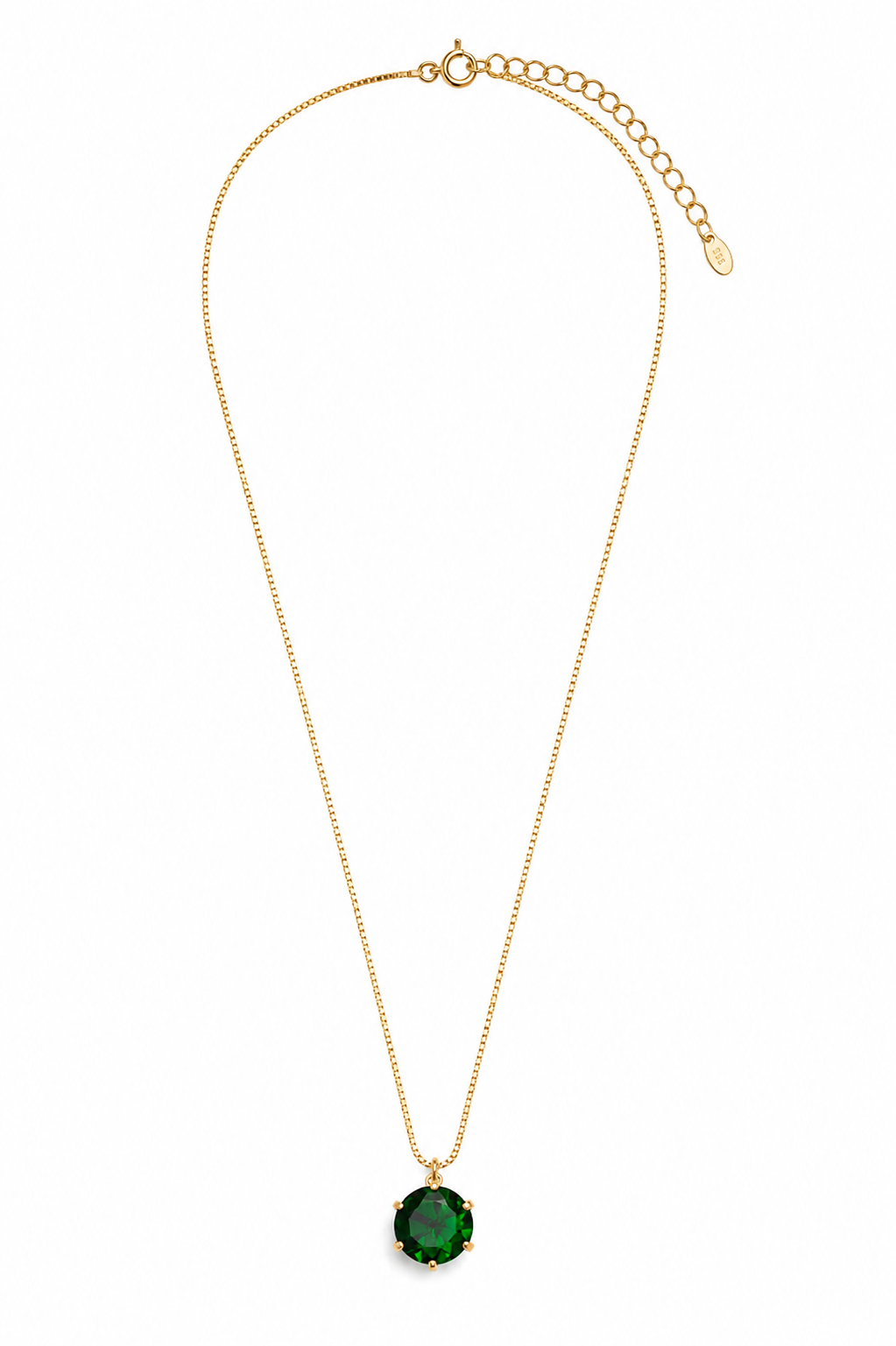 Colar Ponto de Luz Zircônia Esmeralda Ouro 18k