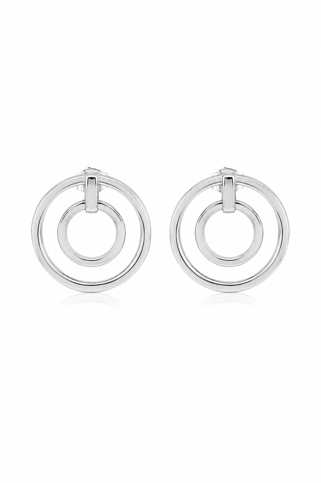 Brinco Dois Círculos Ródio Branco