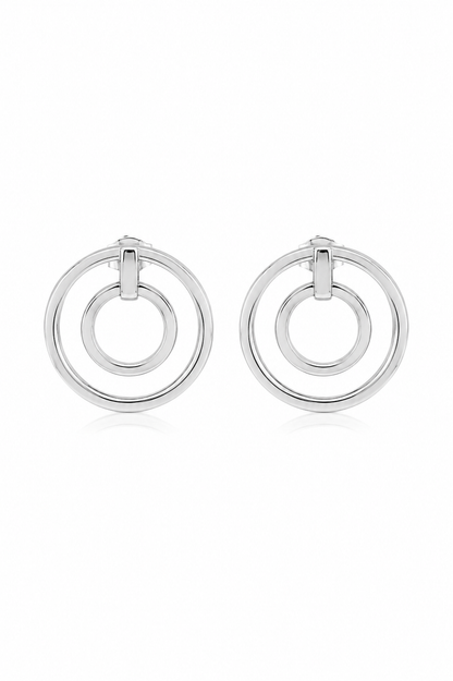 Brinco Dois Círculos Ródio Branco