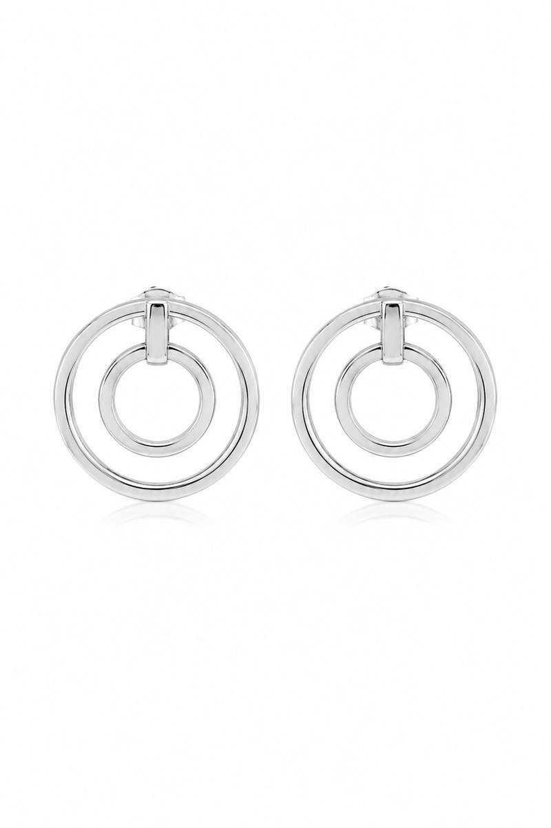 Brinco Dois Círculos Ródio Branco