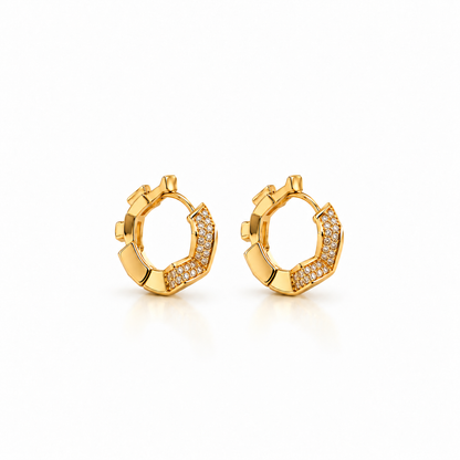 Brinco Celéstia Cravejado Pequeno Ouro 18k