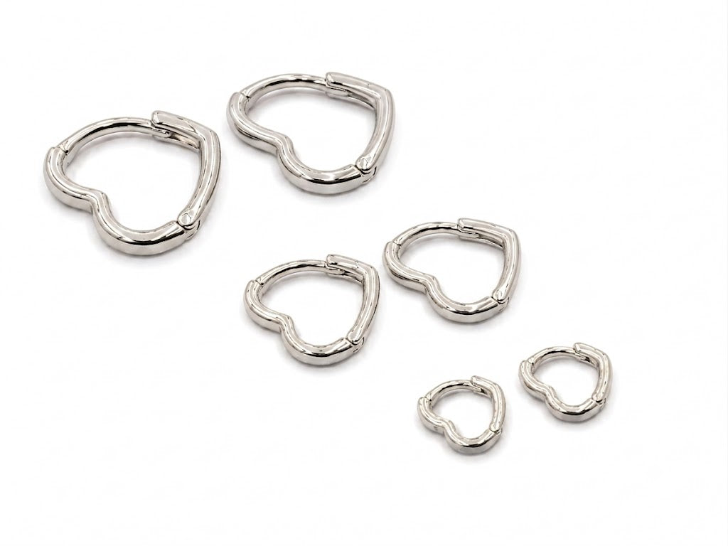 Brinco Argola Coração Liso Ródio Branco
