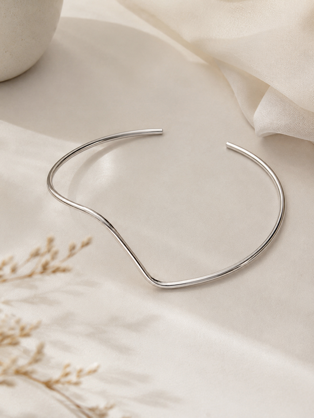 Choker Aro Raio Ródio Branco