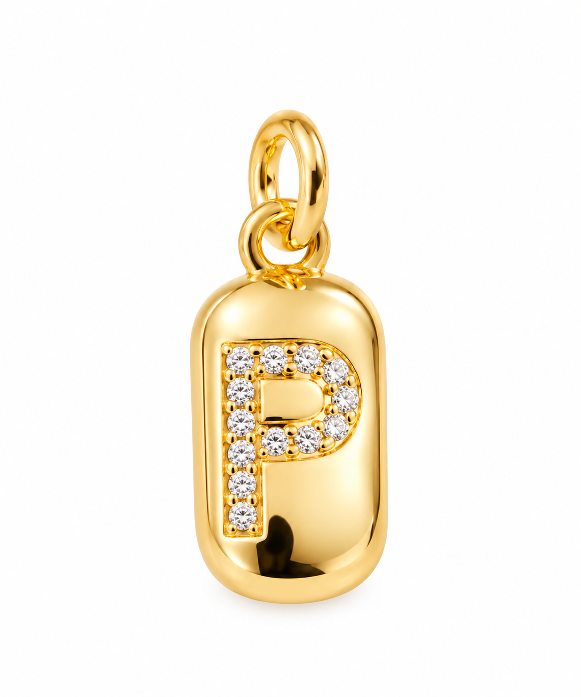 Scarlat SKU 15168 foto 1 | Pingente Letras Chapinha Quadradinha Cravejada Ouro 18k