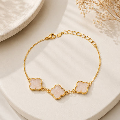 Pulsera Trevo Puffer Perolado Ouro 18k