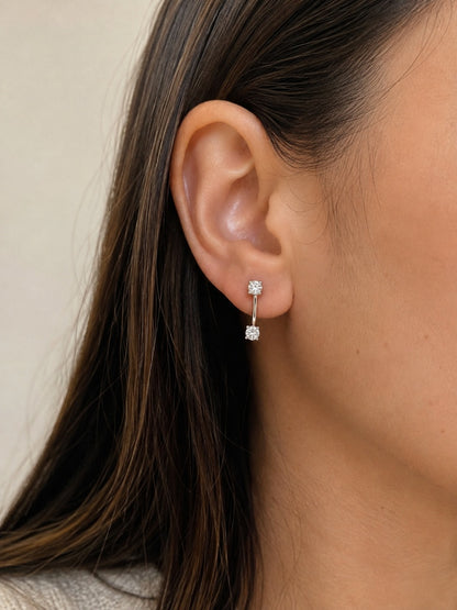 Brinco Ear Hook Ponto de Luz Prata 925