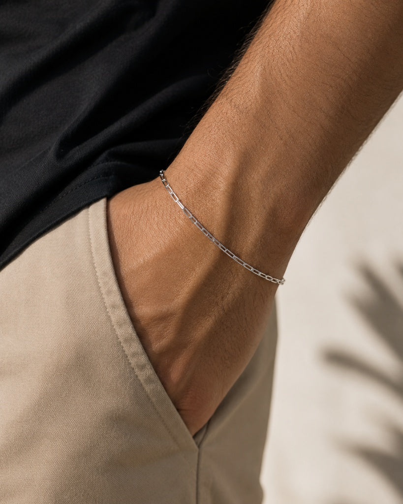 Pulseira Masculina Elo Cartier Prata 925
