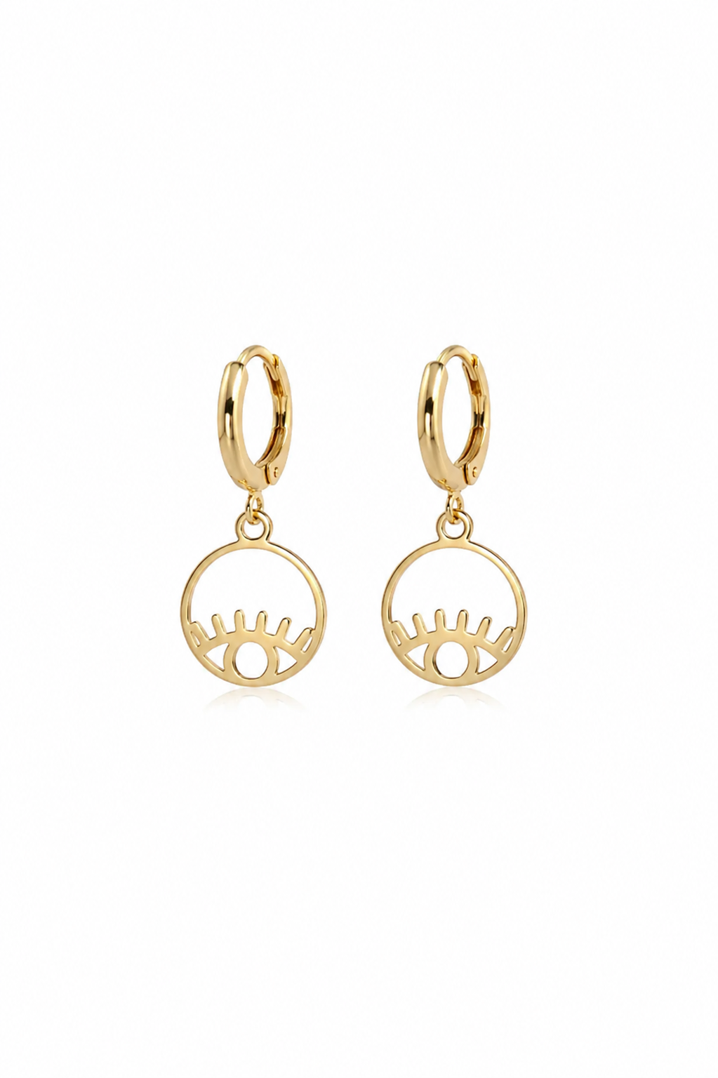 Brinco Argolinha Olho Místico Ouro 18k