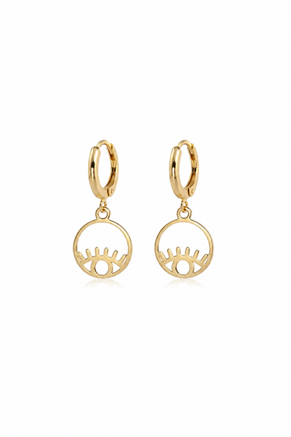 Brinco Argolinha Olho Místico Ouro 18k