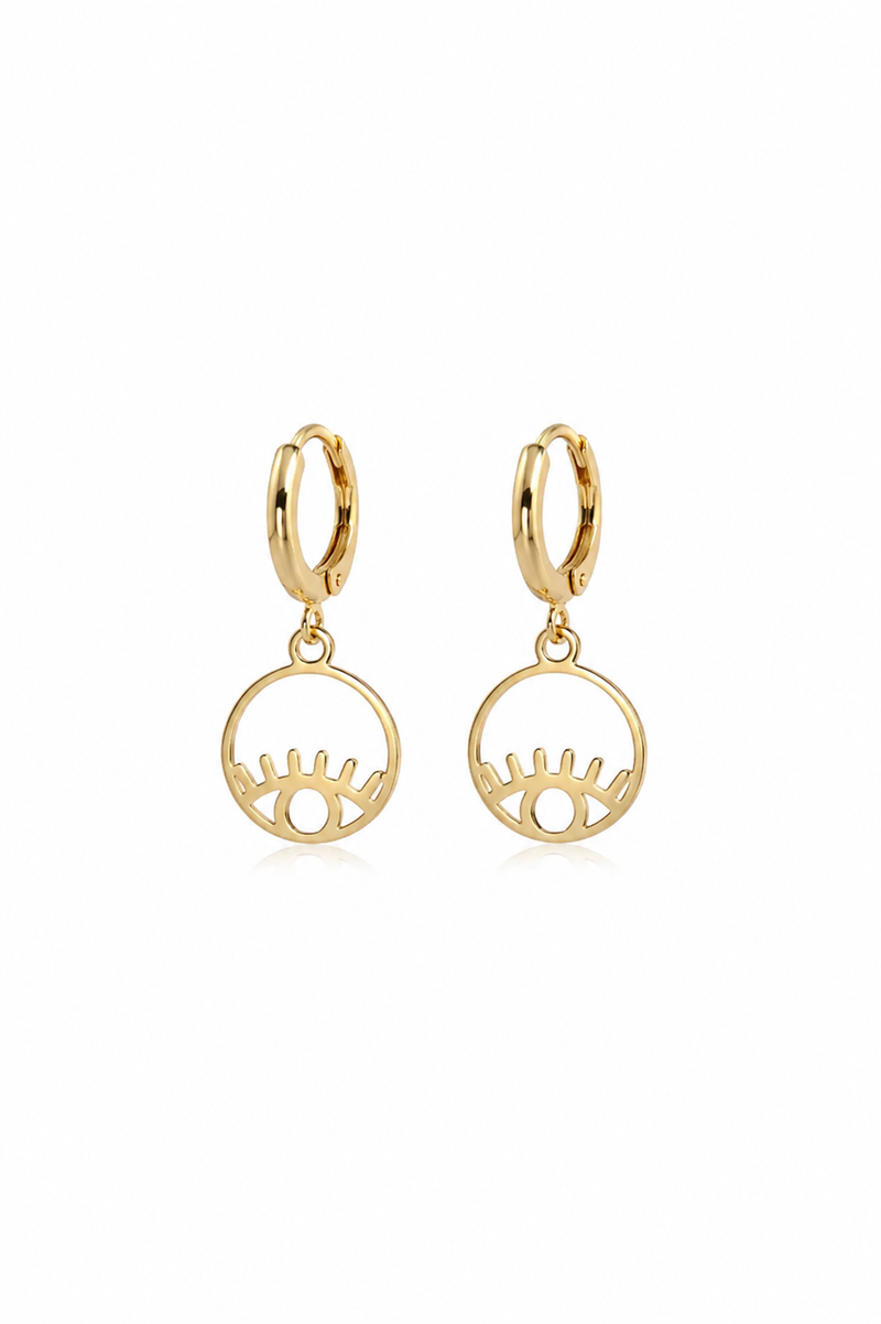Brinco Argolinha Olho Místico Ouro 18k