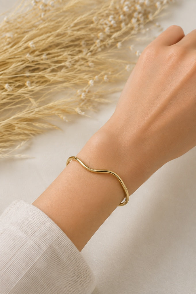 Bracelete 1mm Ondulado Ouro 18k