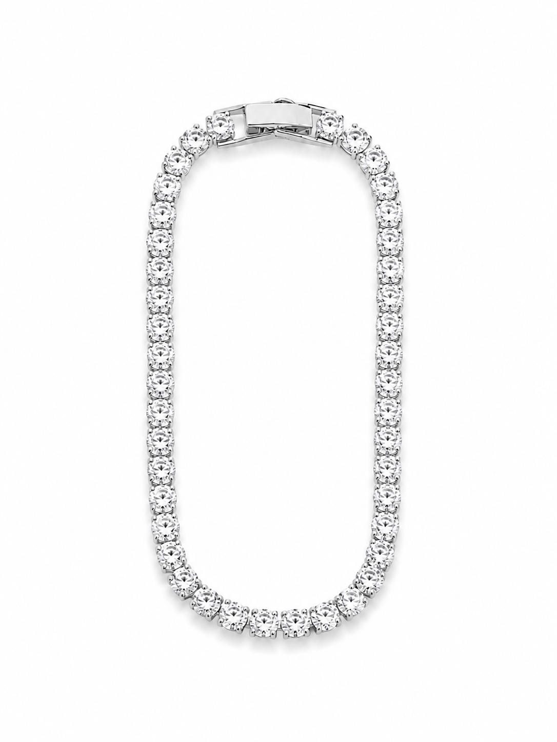 Pulseira Riviera 3mm Cristal Fecho Joia Ródio Branco