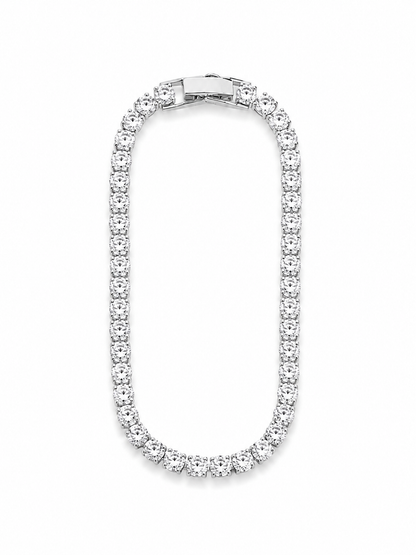 Pulseira Riviera 3mm Cristal Fecho Joia Ródio Branco