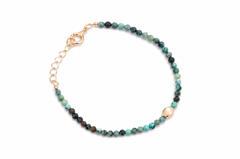 Pulseira Jade Bolinha Natural Ouro 18k