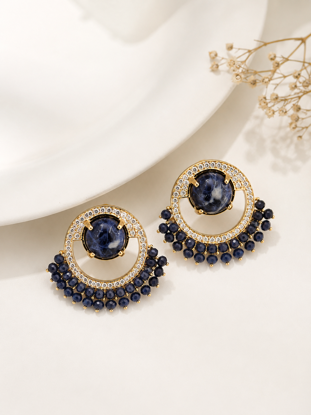 Brinco Luna Blue Ouro 18k