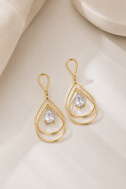 Brinco Gota Elegance Ouro 18k