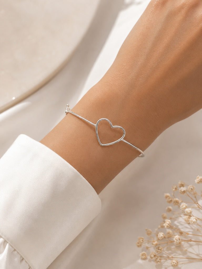 Bracelete Coração Prata 925
