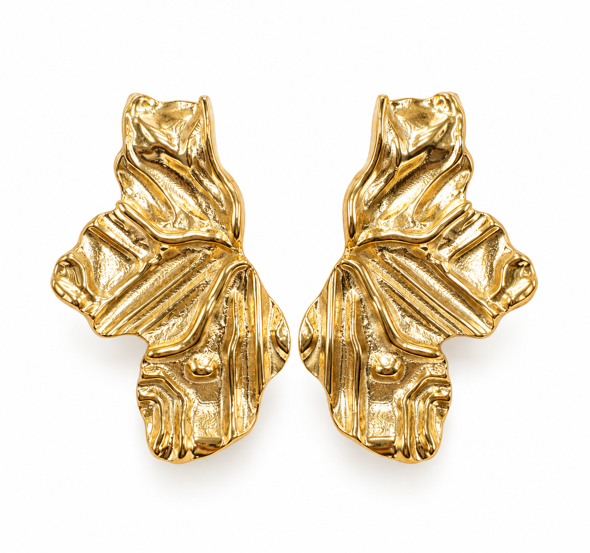Brinco Meia Pétala Grande Ouro 18k