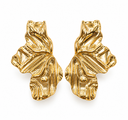 Brinco Meia Pétala Grande Ouro 18k