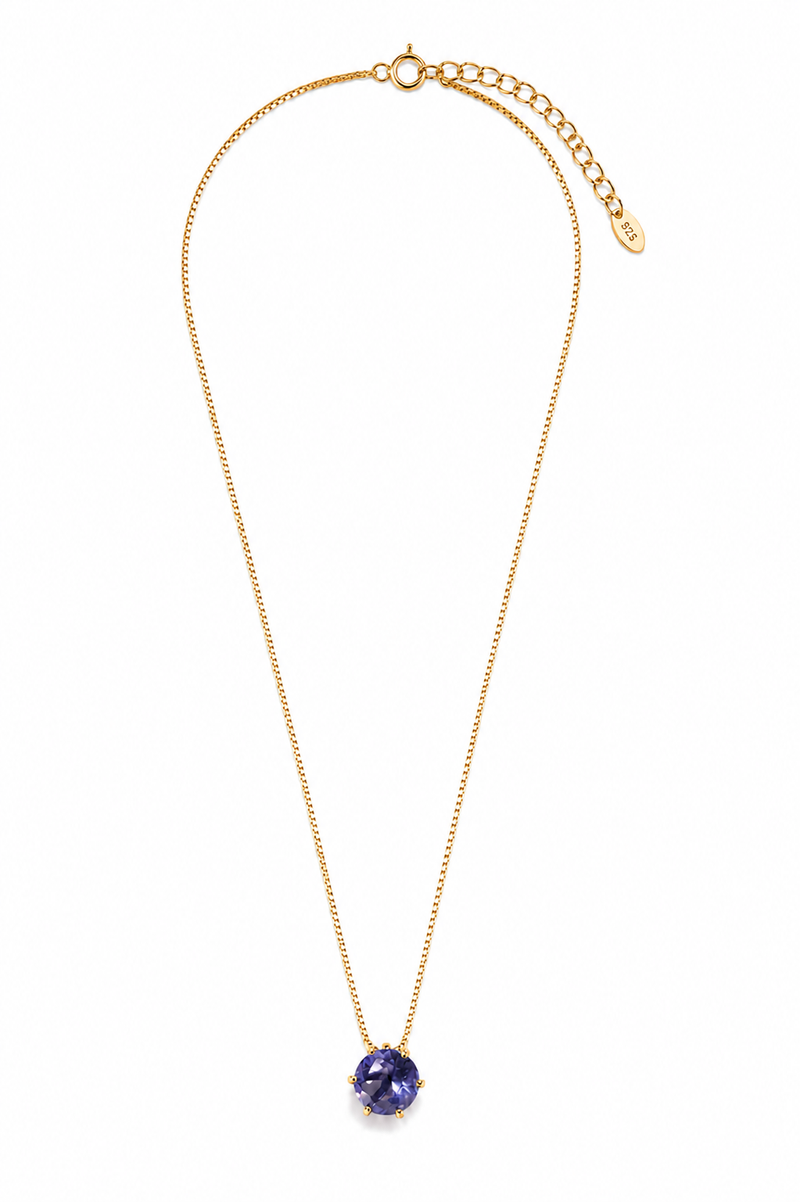 Colar Ponto de Luz Zircônia Rodonita Ouro 18k