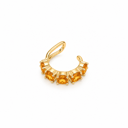Piercing Fake em Zircônia Aperol Ouro 18k