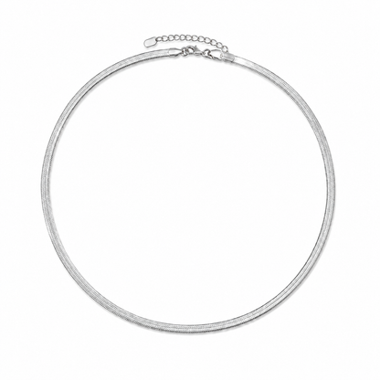 Choker Fita Laminada 4mm Ródio Branco