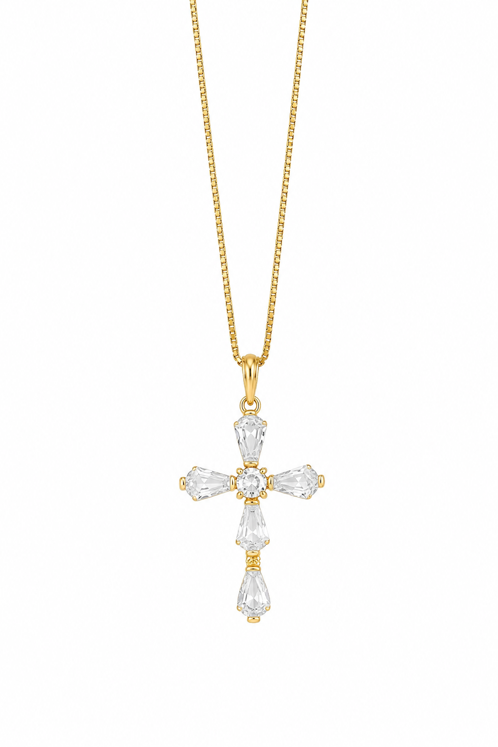Colar Cruz Baguete Ouro 18k