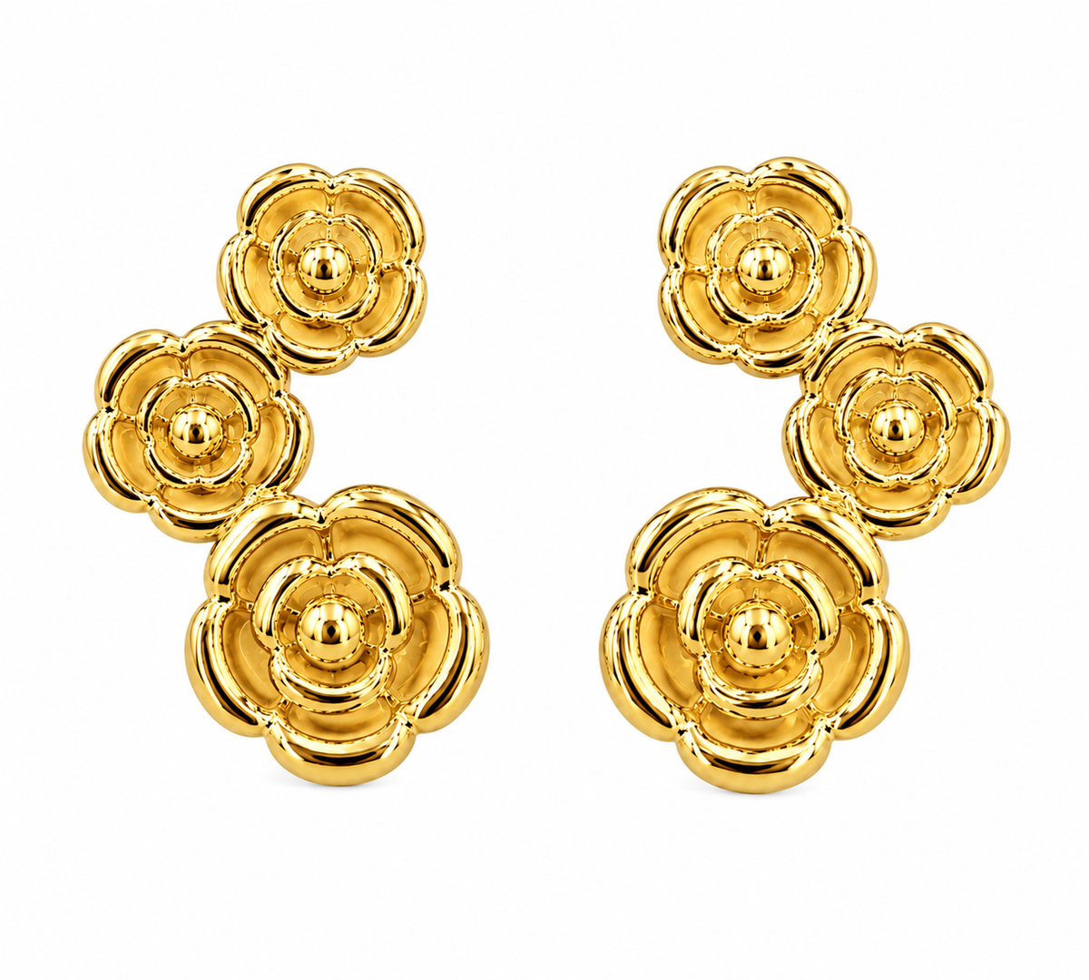 Brinco Nuance Flores Ouro 18k