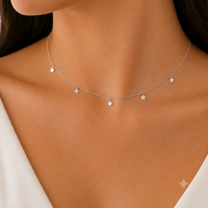 Choker Cartier com 5 Estrelas Ródio Branco