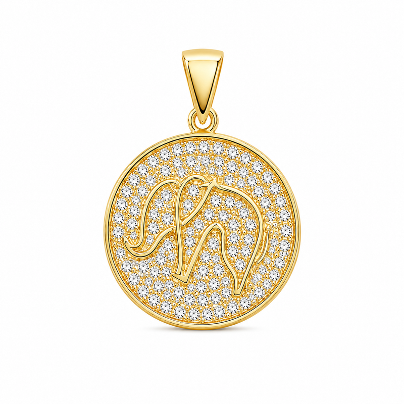 Pingente Elefante Cravejado Ouro 18k