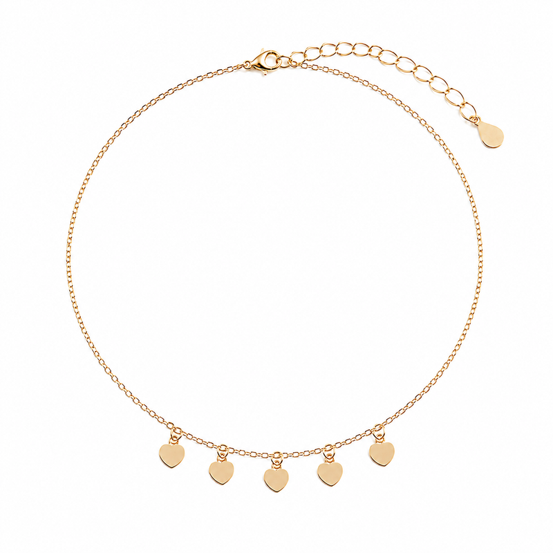Tornozeleira Cartier Coração Achatado Ouro 18k