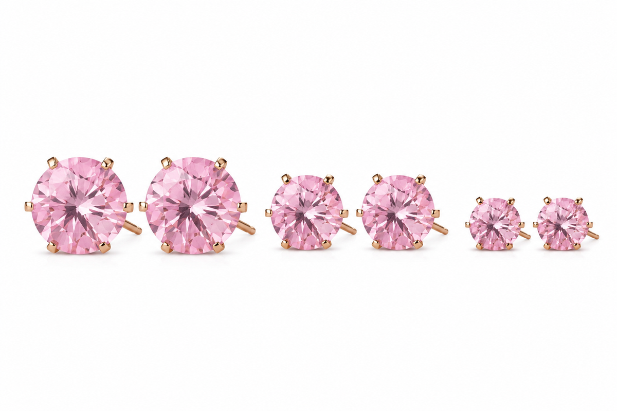 Brinco Trio Zircônia Quartzo Rosa Ouro 18k