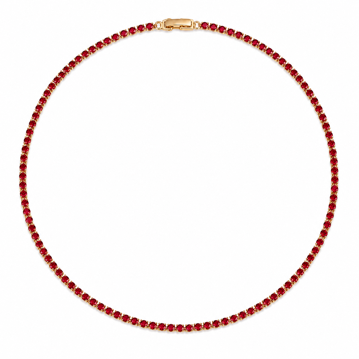 Colar Riviera Rubi 2mm Ouro 18k