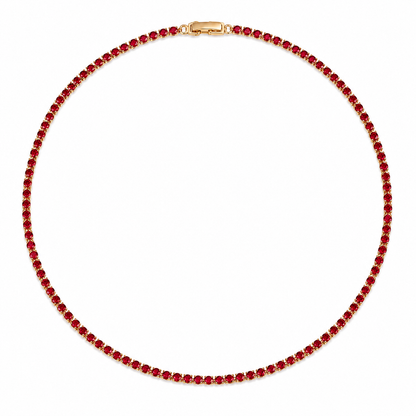 Colar Riviera Rubi 2mm Ouro 18k