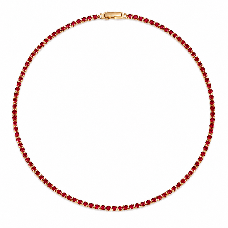 Colar Riviera Rubi 2mm Ouro 18k