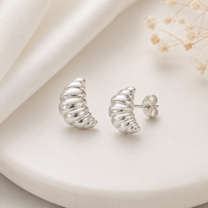 Brinco Argola Croissant Ródio Branco