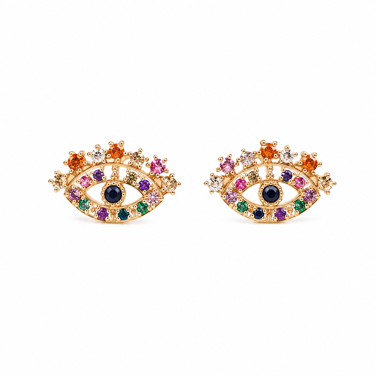Brinco Olho Grego Colors Ouro 18k