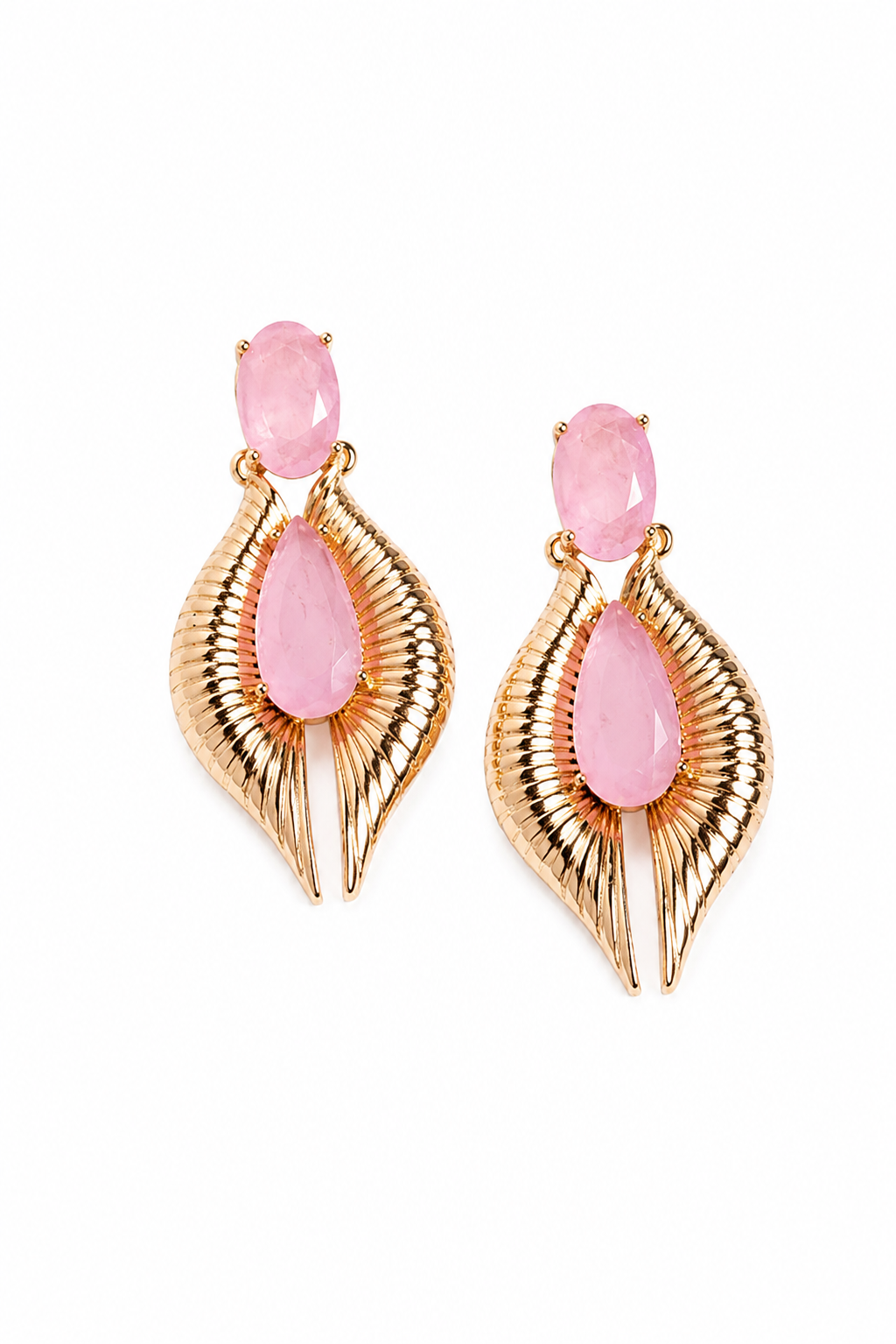 Brinco Aura Imperial Quartzo Rosa Ouro 18k