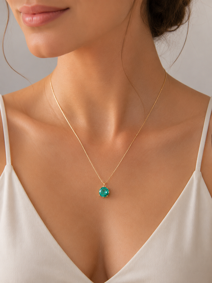 Colar Ponto de Luz Zircônia Turquesa Ouro 18k