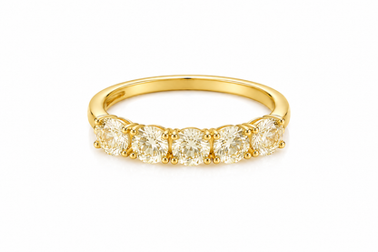Anel Rainbow Meia Aliança Citrino Ouro 18k
