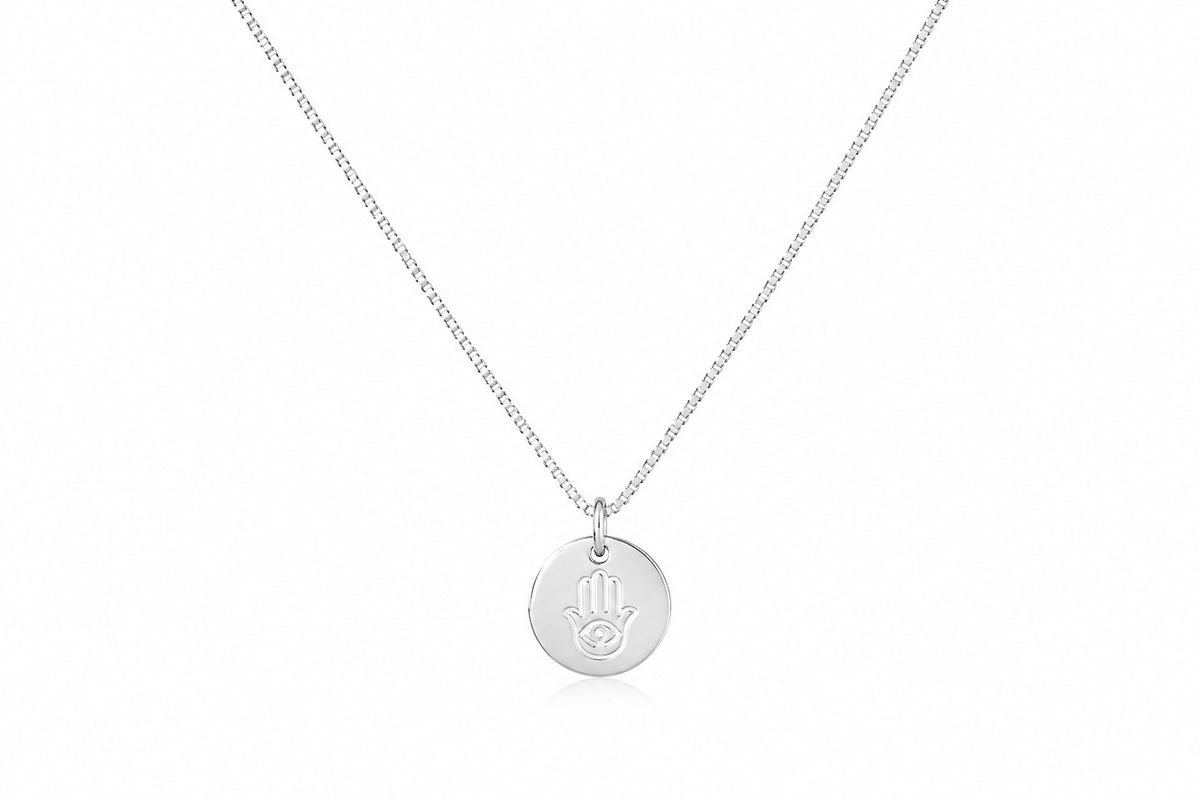 Colar Medalha Mão de Fátima Prata 925